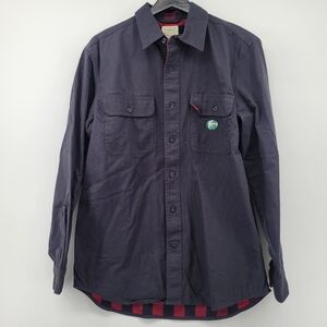 L.L. Bean Men's Flannel-Lined Hurricane Shirt Size Small Coal Red black flannel